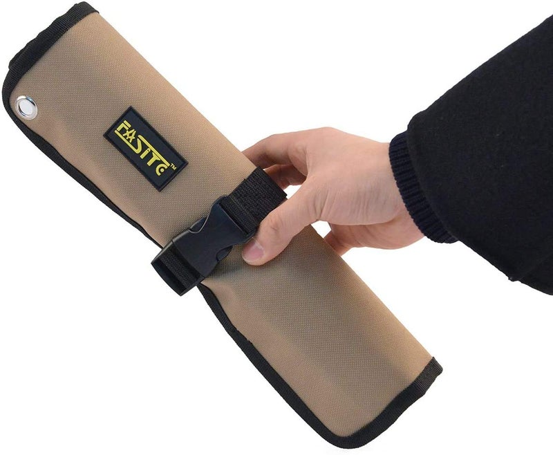 FASITE Roll Tool Pouch Rolling Tool Hanging Bag Multi Pockets Organizer PTN055, Dark Yellow - Image 5